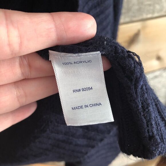 𝅺vintage St. John's Bay Petite size XLP Navy cable knit, cowl neck cardigan - Picture 5 of 5